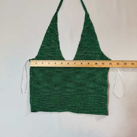 Princess Polly Crochet Halter Crop Top Green Sz. XS - Picture 4 of 6